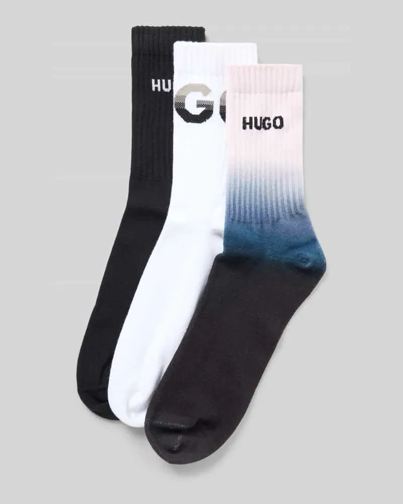 HUGO BOSS Socken mit Label-Schriftzug im 3er-Pack Modell 'RIB RISING Black