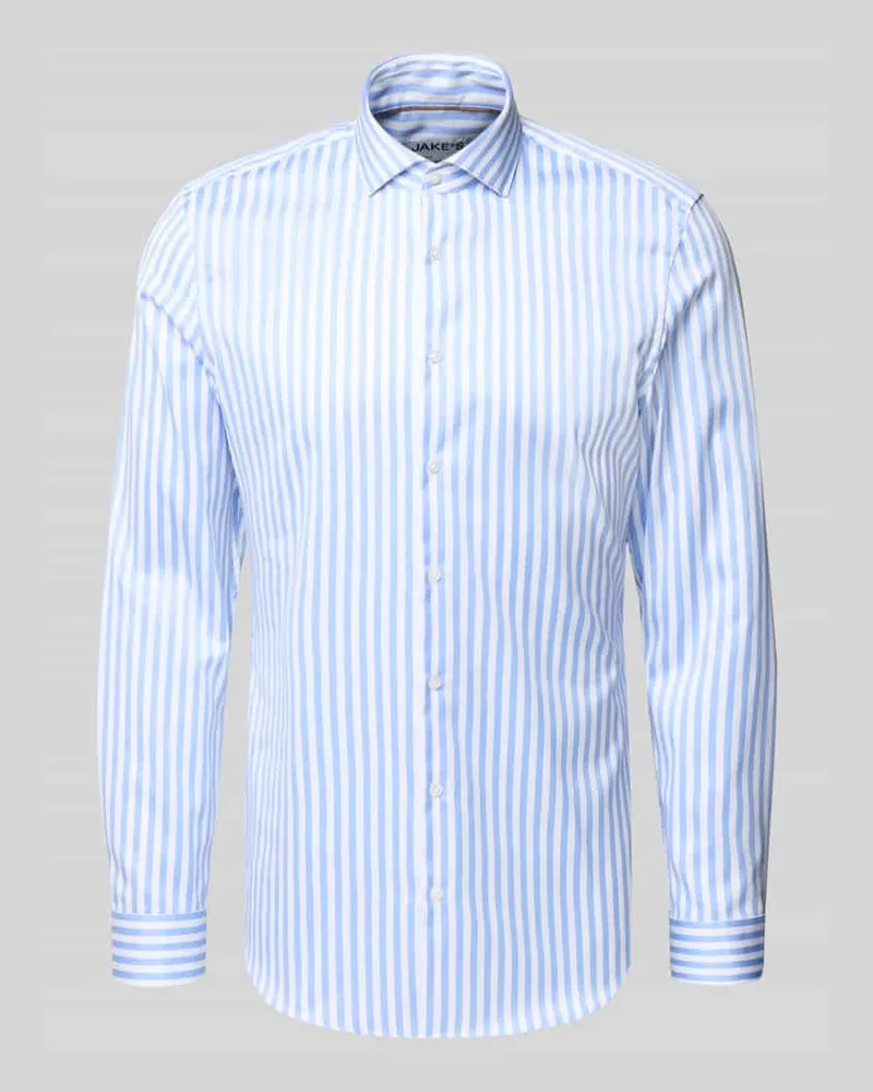 JAKE*S Super Slim Fit Businesshemd aus Baumwolle mit Haikragen Bleu
