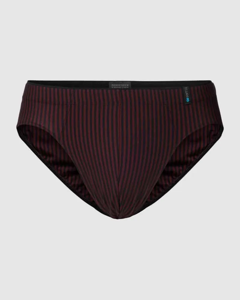 Schiesser Slip mit Streifenmuster Modell 'Supermini Dunkelrot