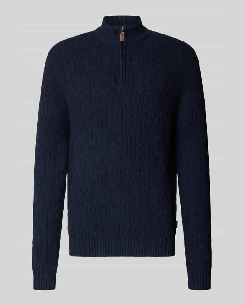 Fynch-Hatton Slim Fit Strickpullover aus Baumwoll-Woll-Mix Marine