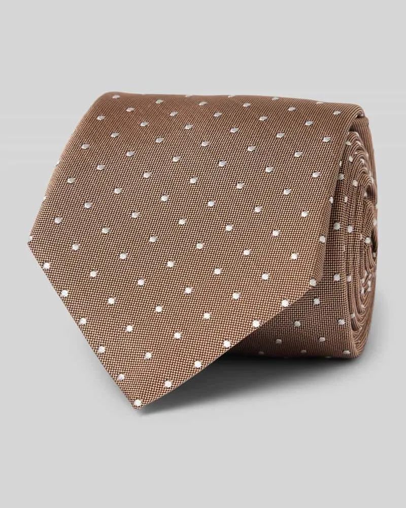 HUGO BOSS Seidenkrawatte mit Label-Detail Mittelbraun