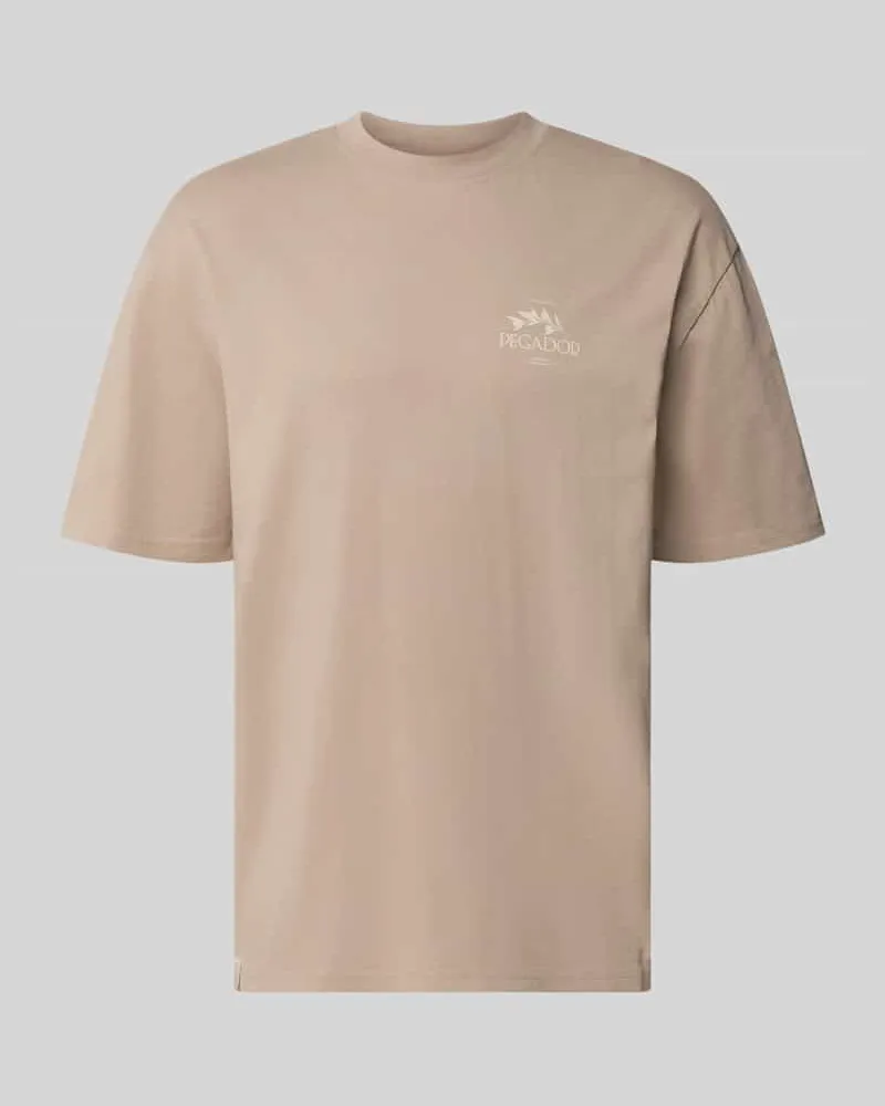 PEGADOR Oversized T-Shirt mit Backprint und Rundhalsausschnitt Taupe