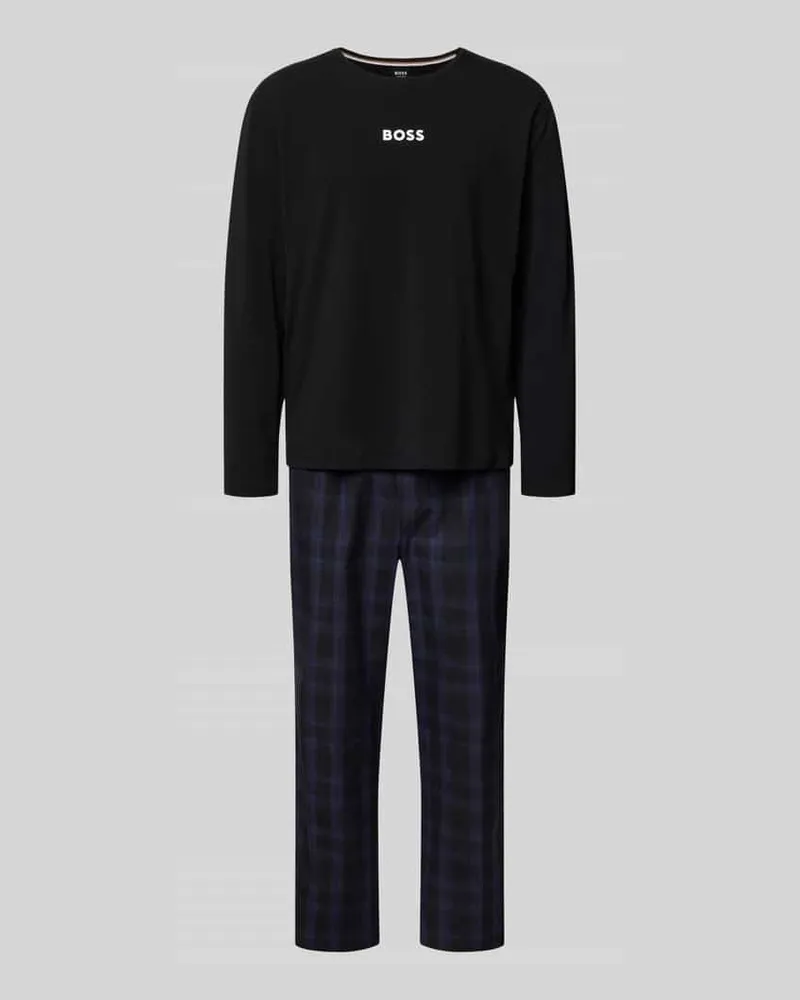 HUGO BOSS Regular Fit Pyjama aus Baumwoll-Mix Modell 'ANTHONY Dunkelblau