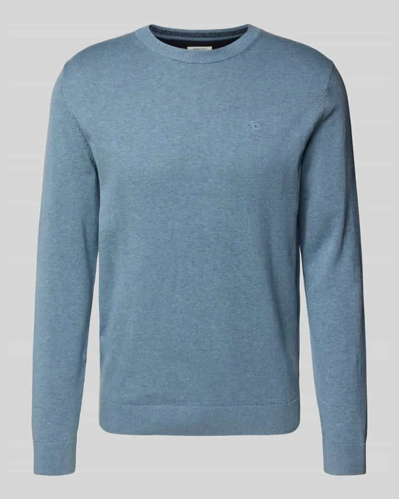 Tom Tailor Regular Fit Strickpullover aus reiner Baumwolle Jeansblau