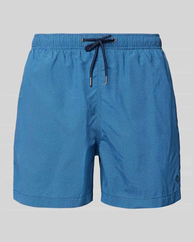 McNeal Badehose mit Label-Stitching und elastischem Bund Blau