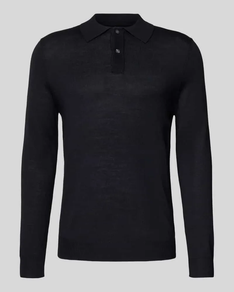 Christian Berg Strickpullover aus Merino-Mix mit Polokragen Black