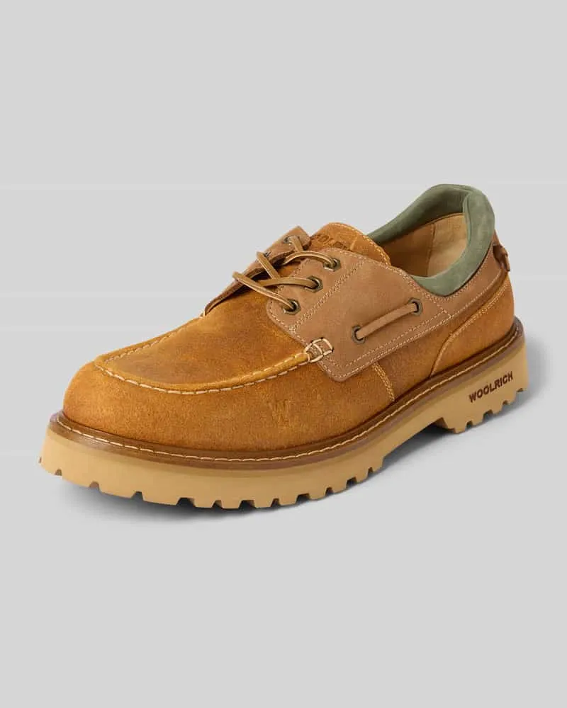 Woolrich Bootsschuhe aus Leder mit profilierter Sohle Cognac