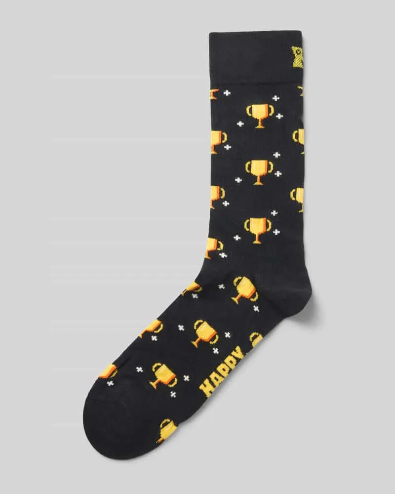 Happy Socks Socken mit Motiv-Stitching Modell 'YOU WIN Black