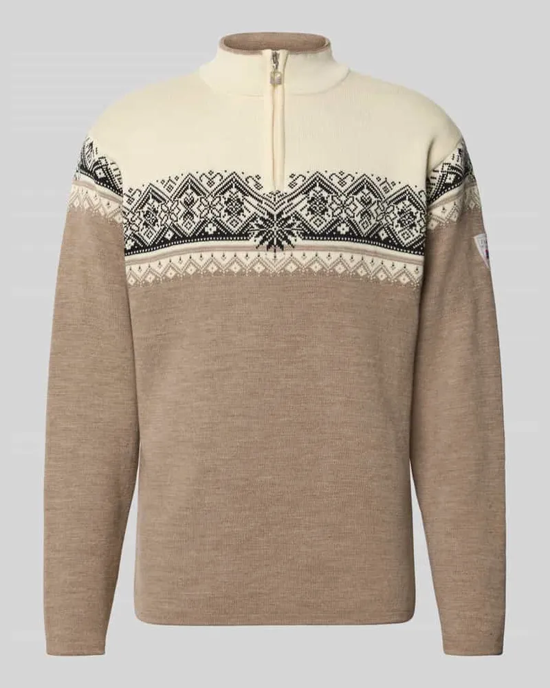 Dale of Norway Wollpullover mit Troyer-Kragen Modell 'Moritz Hellbraun