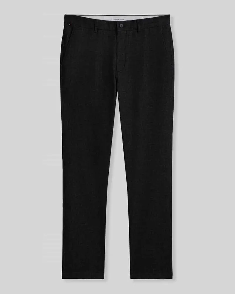 Tommy Hilfiger Slim Fit Gerade Hose aus Baumwoll-Mix mit Viskose-Anteil Modell 'DENTON Anthrazit