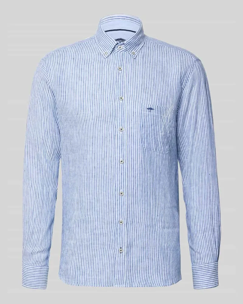 Fynch-Hatton Slim Fit Leinenhemd mit Button-Down-Kragen Royal