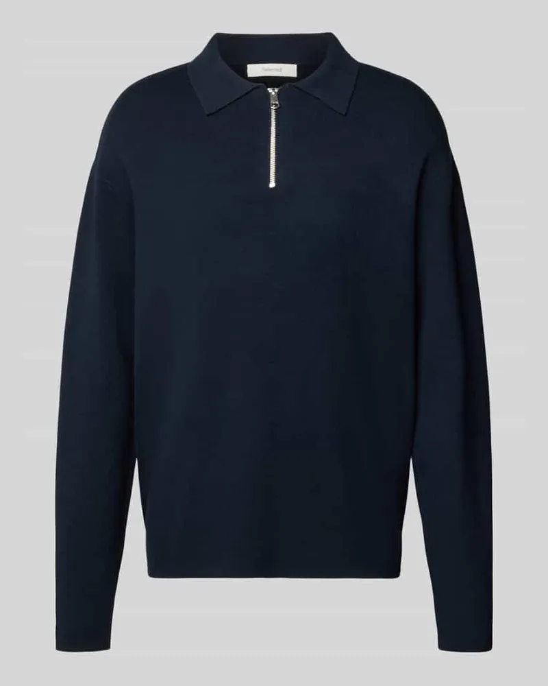 Selected Relaxed Fit Pullover aus reiner Viskose mit halblangem Zipper Beige