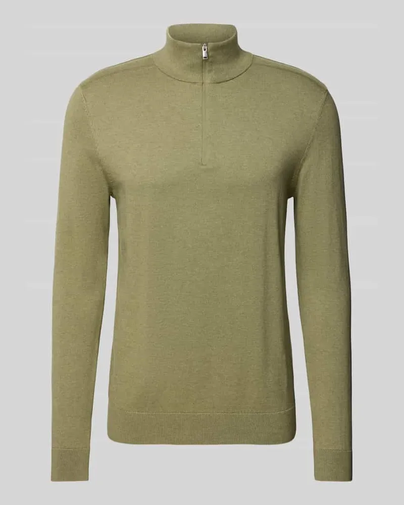 Selected Homme Regular Fit Troyer aus reiner Baumwolle Modell 'BERG Oliv