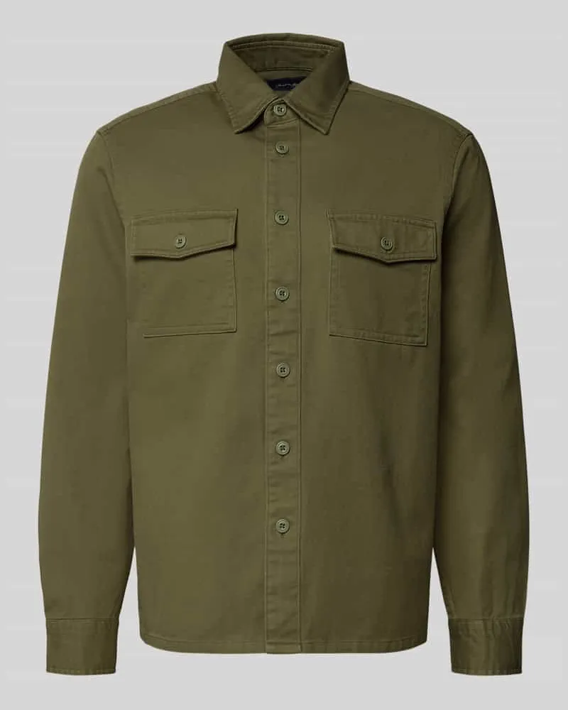 Christian Berg Hemdjacke mit Knopfleiste Oliv