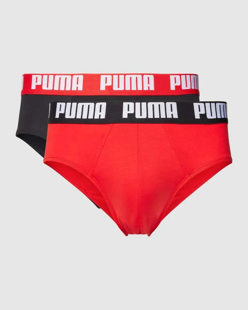 Puma Slip mit Label-Detail im 2er-Pack Rot