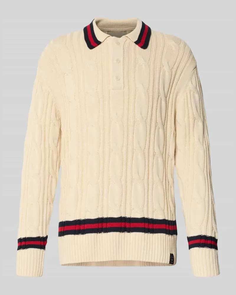 Gant Strickpullover mit Zopfmuster und Polokragen 