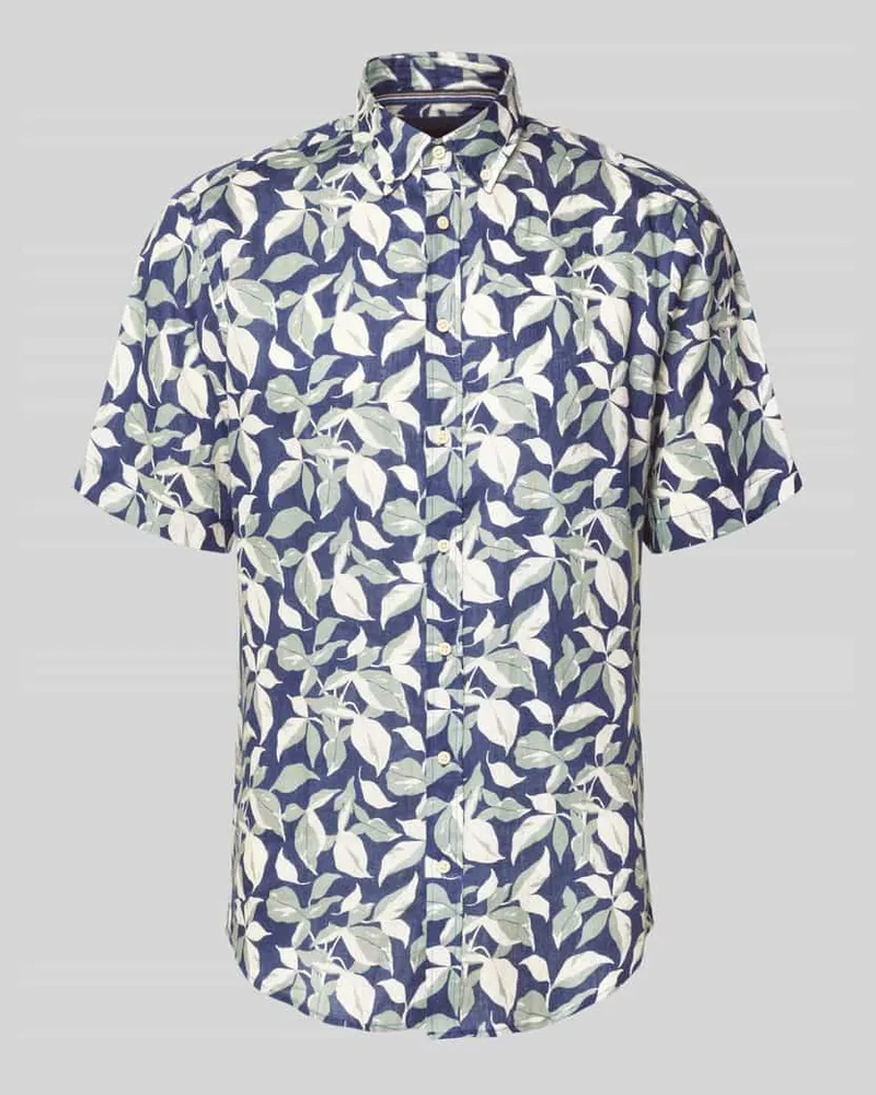 Christian Berg Regular Fit Freizeithemd aus Leinen mit Button-Down-Kragen Marine