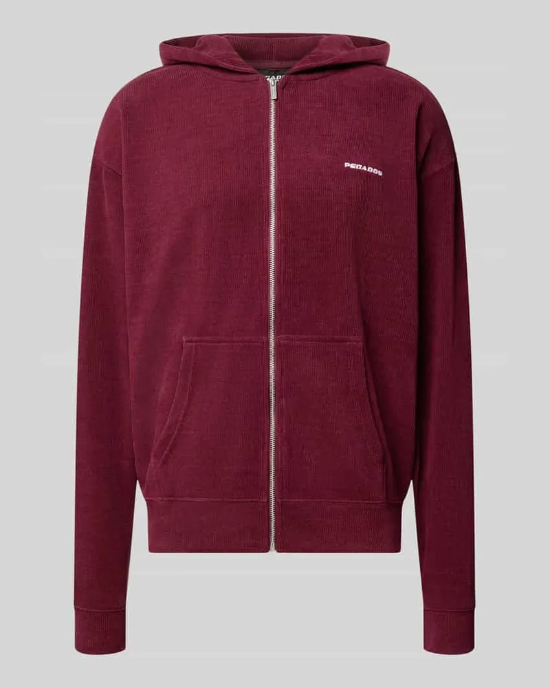 PEGADOR Oversized Fit Sweatjacke mit Label-Detail Modell 'Mezzano Bordeaux