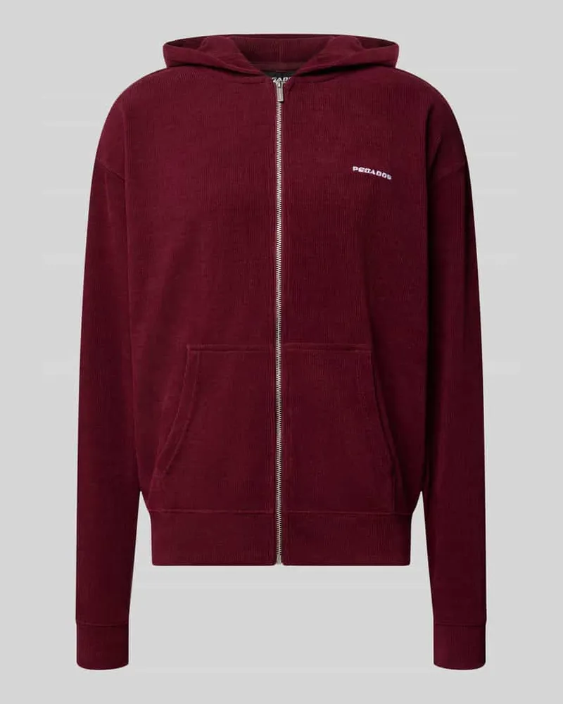 PEGADOR Oversized Fit Sweatjacke mit Label-Detail Modell 'Mezzano Bordeaux