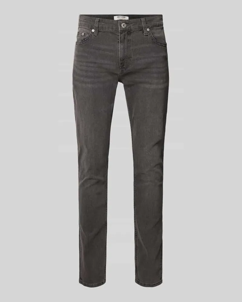 Only & Sons Slim Fit Jeans aus Baumwoll-Mix mit Viskose-Anteil Modell 'LOOM Mittelgrau