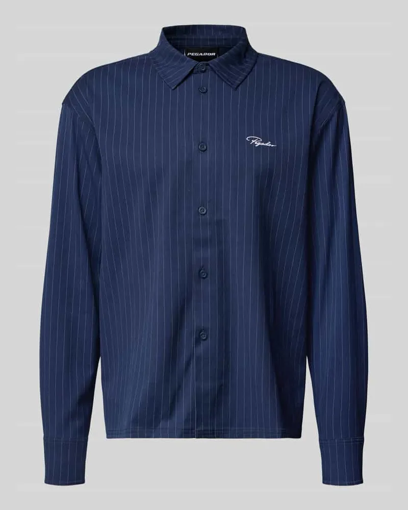 PEGADOR Oversized Freizeithemd mit Label-Stitching Modell 'Pikal Marine