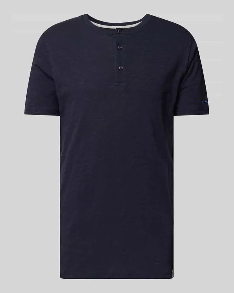 Fynch-Hatton T-Shirt mit Logo-Stitching Modell 'Henley Marine