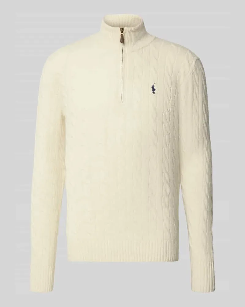 Ralph Lauren Regular Fit Troyer aus Woll-Kaschmir-Mix Offwhite