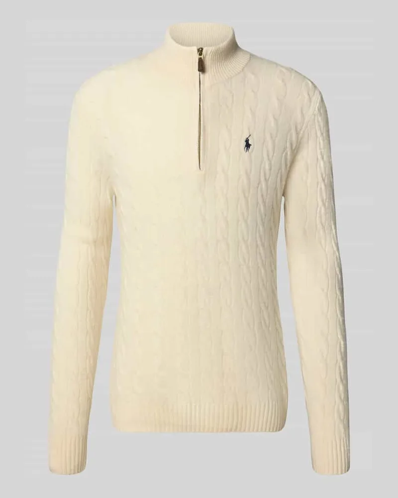 Ralph Lauren Regular Fit Troyer aus Woll-Kaschmir-Mix Offwhite