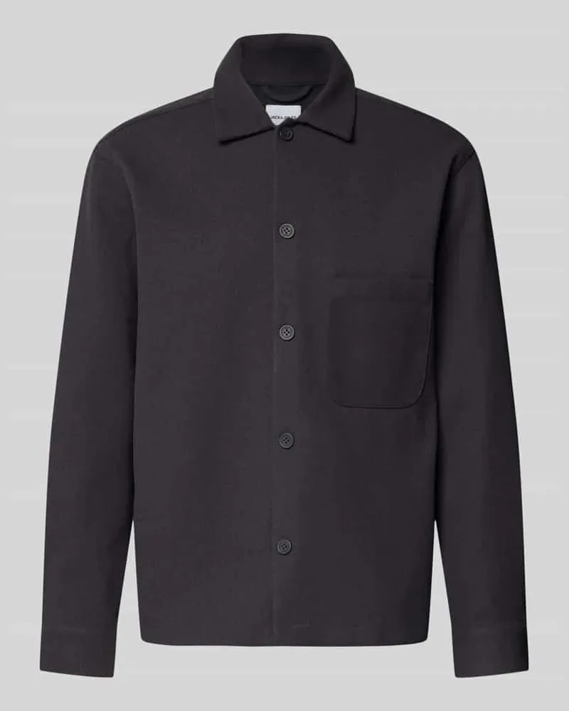 Jack & Jones Regular Fit Hemdjacke mit Kentkragen Modell 'REGENT Anthrazit