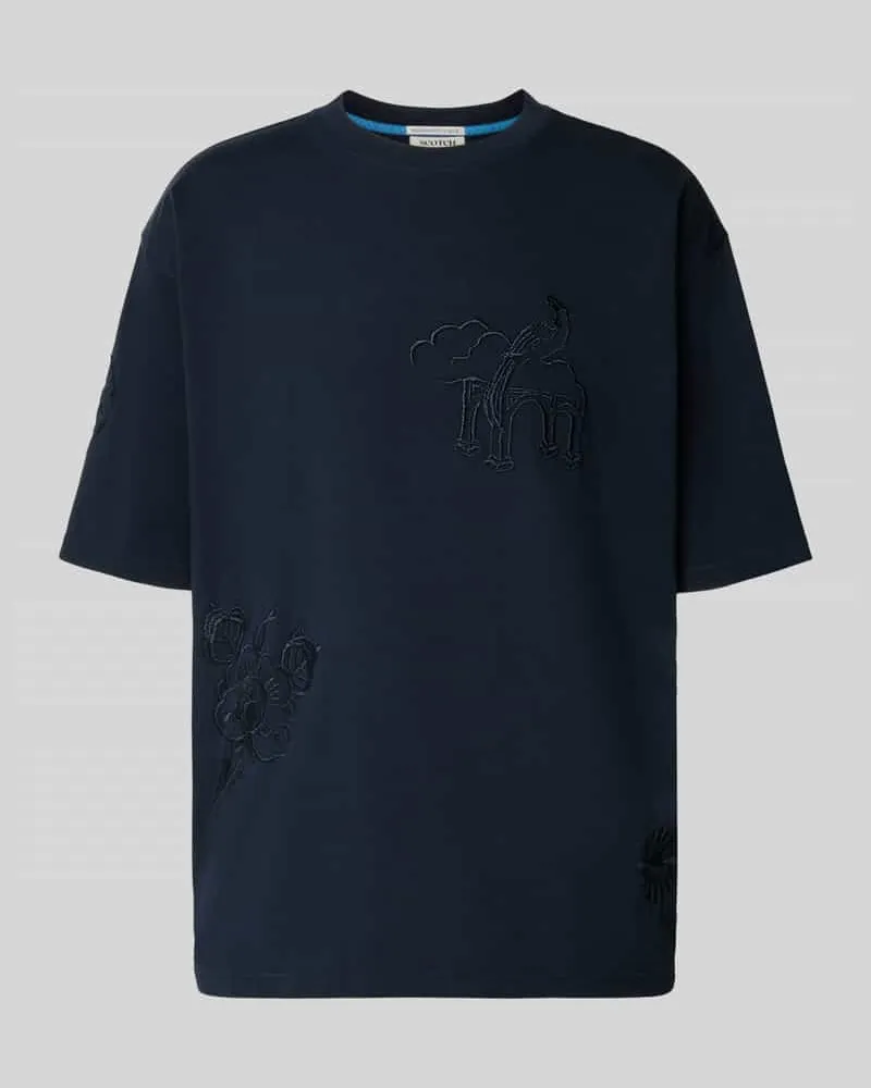 Scotch&Soda T-Shirt mit Stitchings und Rundhalsausschnitt Marine