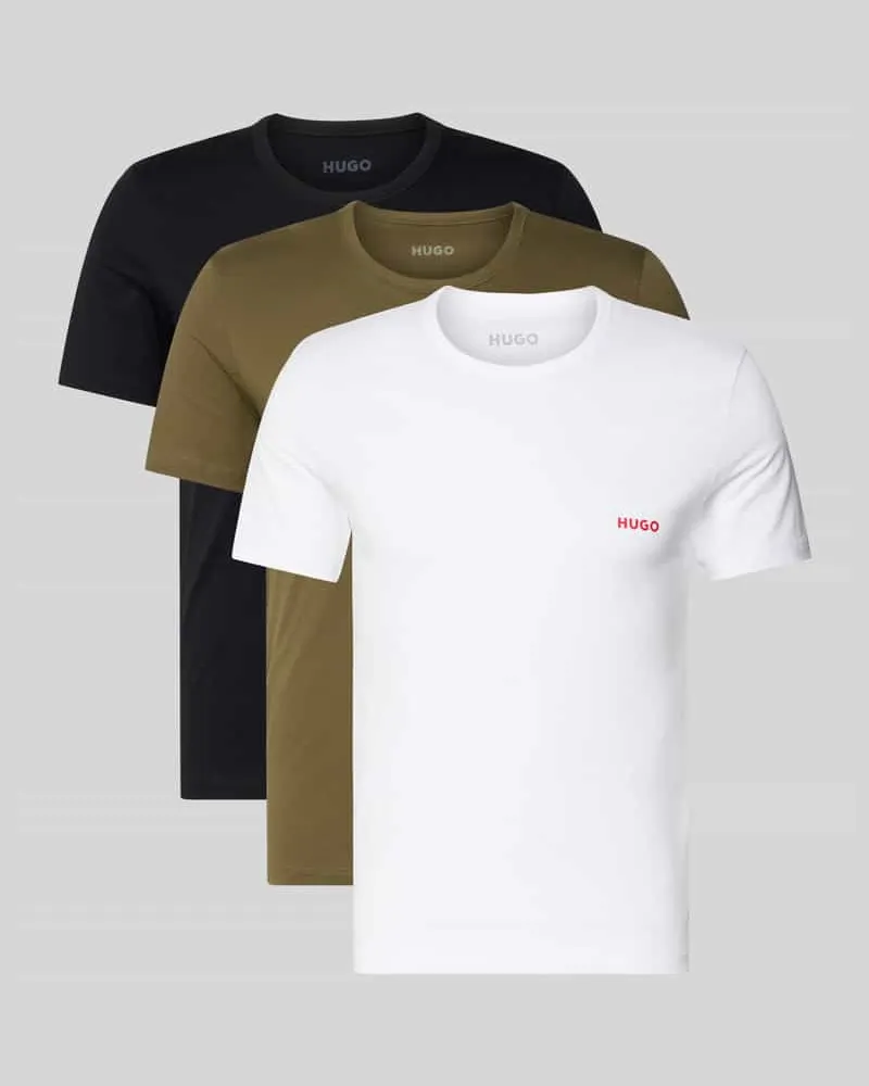 HUGO BOSS Regular Fit T-Shirt Set aus reiner Baumwolle im 3er-Pack Oliv