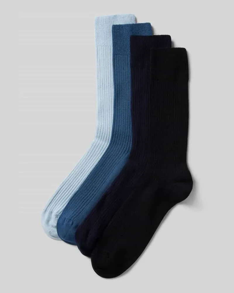 DillySocks Socken mit Strukturmuster Modell 'Ribbed Just Blue' im 4er-Pack 