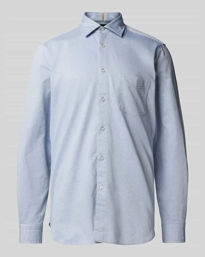 HUGO BOSS Freizeithemd mit Knopfleiste Modell 'Remiton Rauchblau