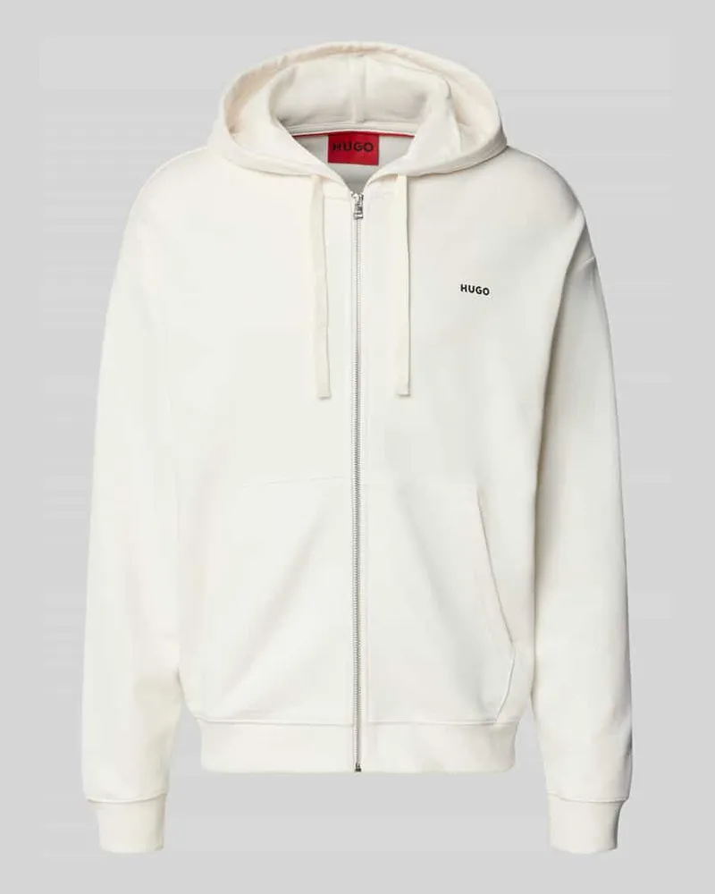 HUGO BOSS Relaxed Fit Sweatjacke aus reiner Baumwolle Modell 'DAPOZIP Weiss