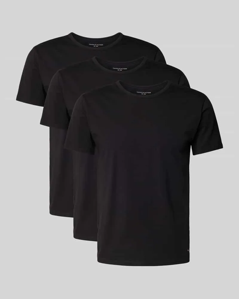 Tommy Hilfiger Slim Fit T-Shirt Set aus Baumwoll-Mix im 3er-Pack Black