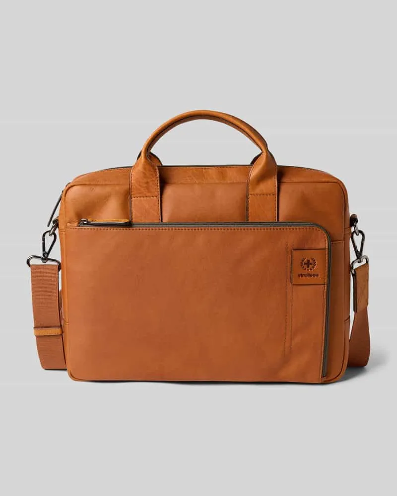 Strellson Laptoptasche aus echtem Rindsleder Modell 'HYDE PARK BRIEFBAG Cognac