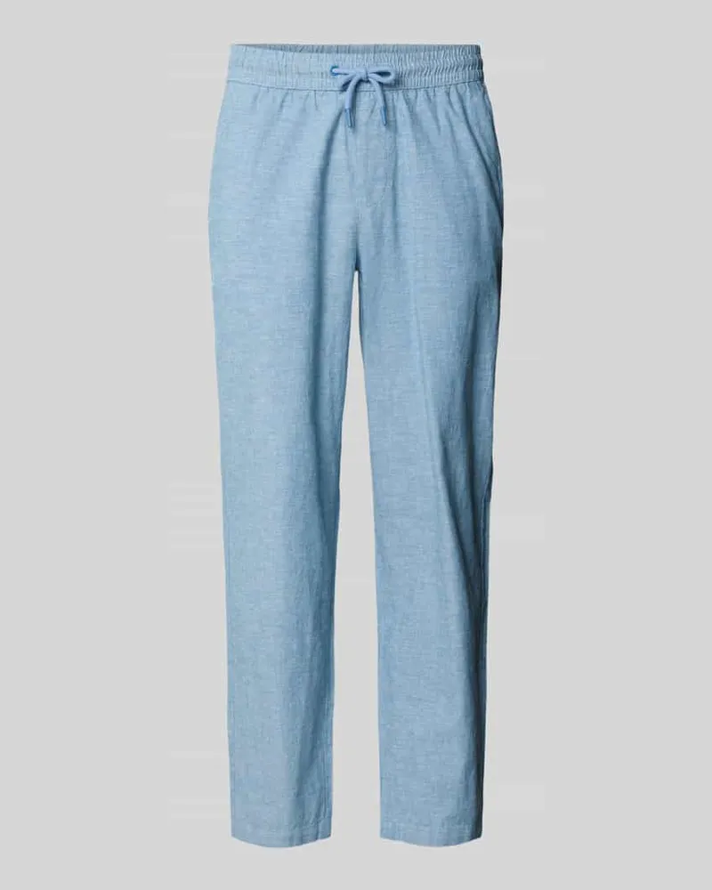 Blend Hose aus Baumwoll-Leinen-Mix mit elastischem Bund Blau