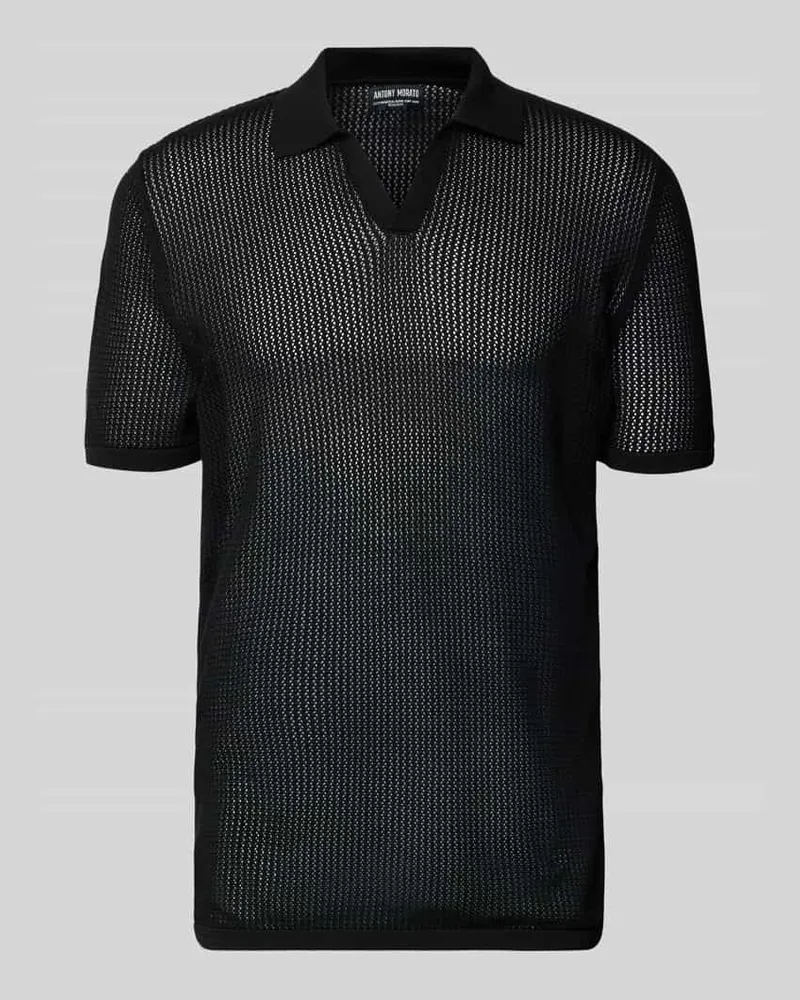 Antony Morato Slim Fit Poloshirt mit V-Ausschnitt Black