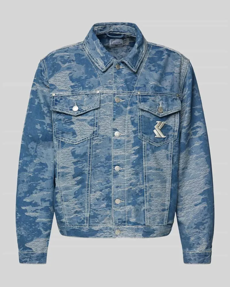 Karl Kani Jeansjacke mit Kentkragen Jeansblau