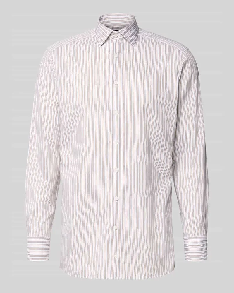 Olymp Regular Fit Businesshemd aus Baumwolle mit Kentkragen Sand