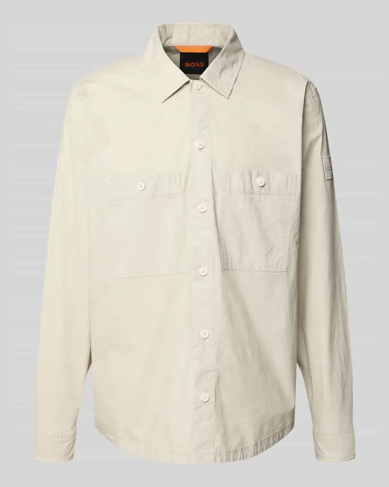 HUGO BOSS Regular Fit Hemdjacke mit Brusttaschen Modell 'Locky Sand