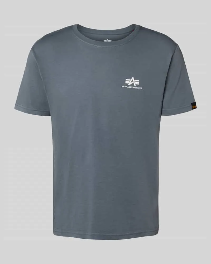 Alpha Industries T-Shirt mit Label-Print und Rundhalsausschnitt Hellblau