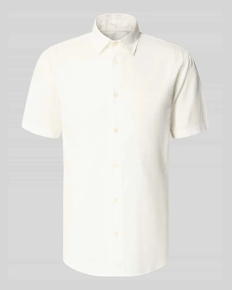 Jack & Jones Regular Fit Freizeithemd aus Baumwoll-Leinen-Mix Weiss