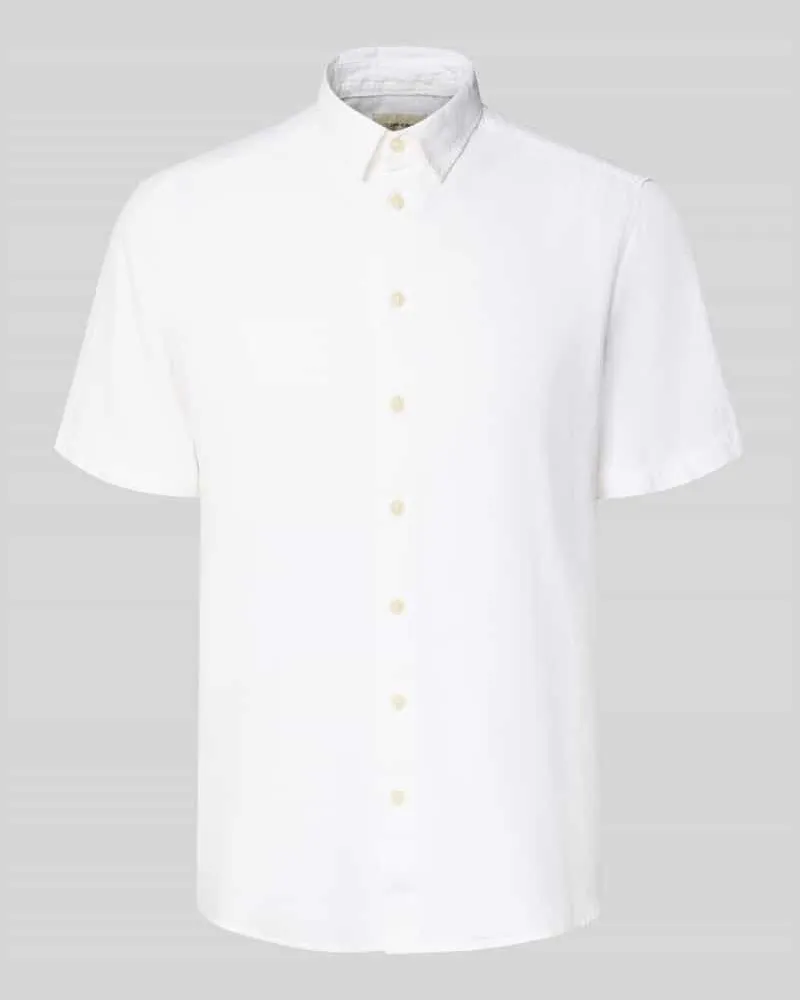 Blend Slim Fit Leinenhemd mit Viskose-Anteil Modell 'Bobby Offwhite
