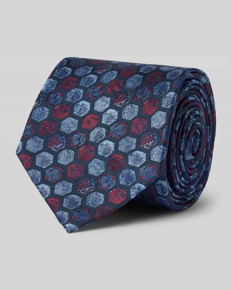Monti Seidenkrawatte mit Allover-Muster (7 cm Rot