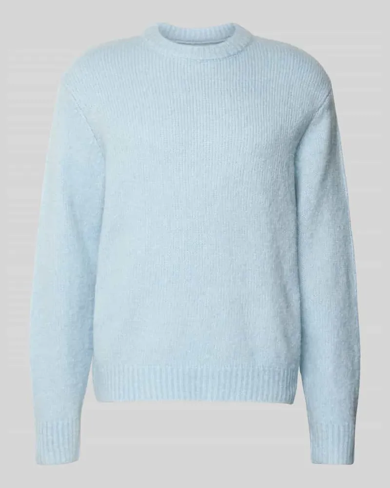Jack & Jones Strickpullover mit gerippten Abschlüssen Modell 'LIVERPOOL Hellblau