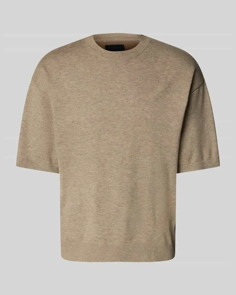 Jack & Jones T-Shirt in Strick-Optik mit gerippten Abschlüssen Taupe