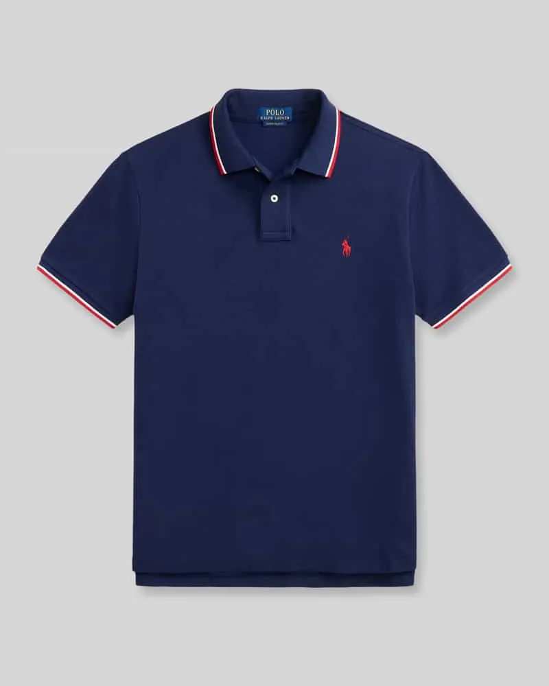 Ralph Lauren Regular Fit Poloshirt aus reiner Baumwolle mit Kontraststreifen Marine