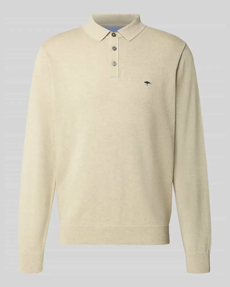 Fynch-Hatton Strickpullover mit Polokragen und Knopfleiste Beige