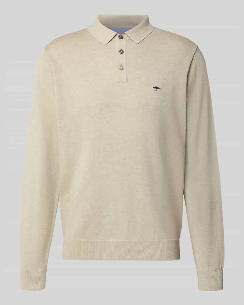 Fynch-Hatton Strickpullover mit Polokragen und Knopfleiste Beige